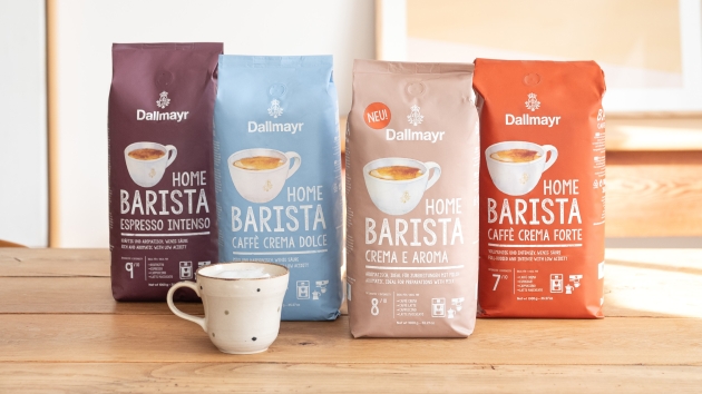 Home-Barista-Linie von Dallmayr in recyclingfähiger Folie - Quelle: Alois Dallmayr Kaffee oHG
